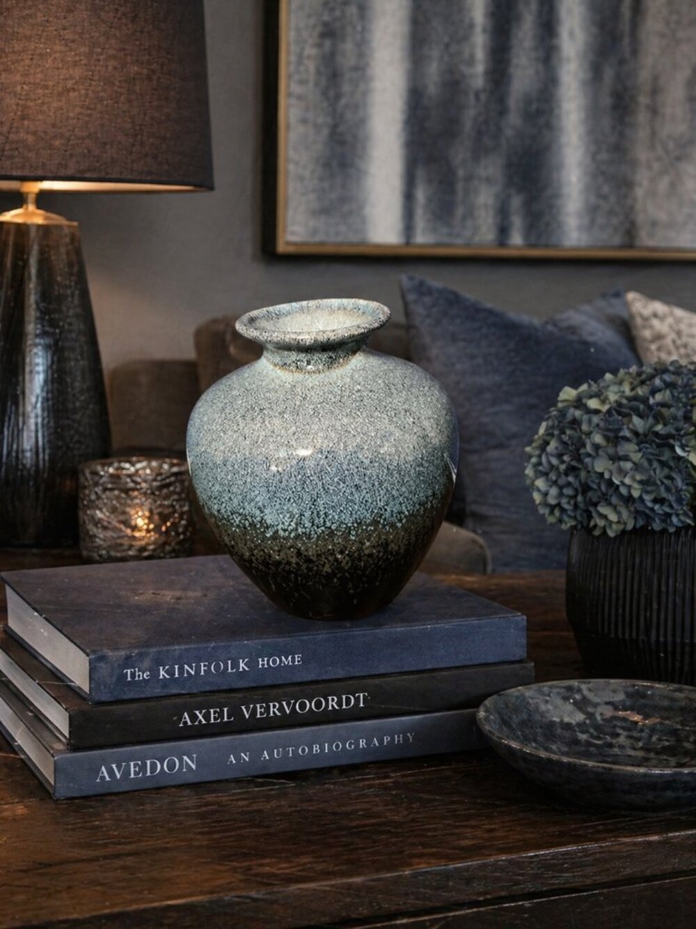 Blue Gray Vase Table Decor